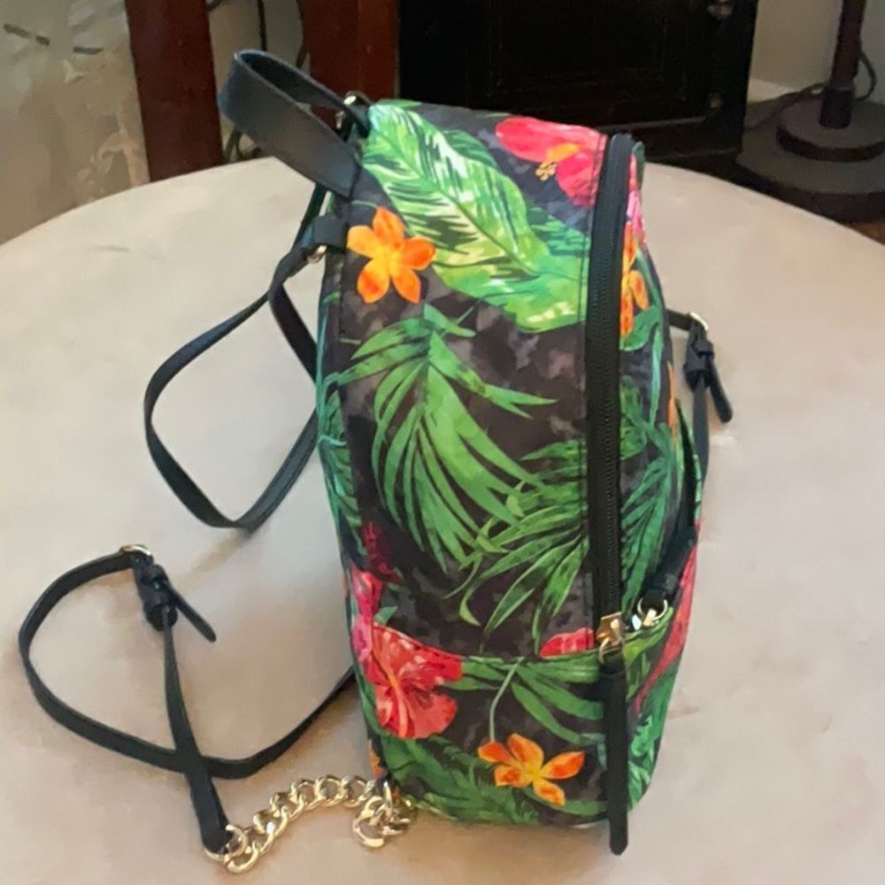 *Love* Victoria Secret Tropical Floral Mini Backpack Chic Striped Lining EUC - Picture 4 of 10